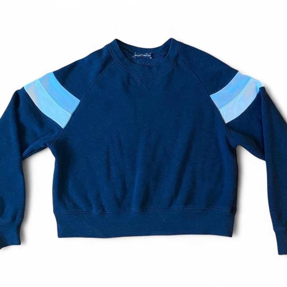 Blue 90s Style Sweatshirt with Shoulder Stripes Brandy Melville Sweatshirt
